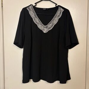 Black Top with Lace Trim